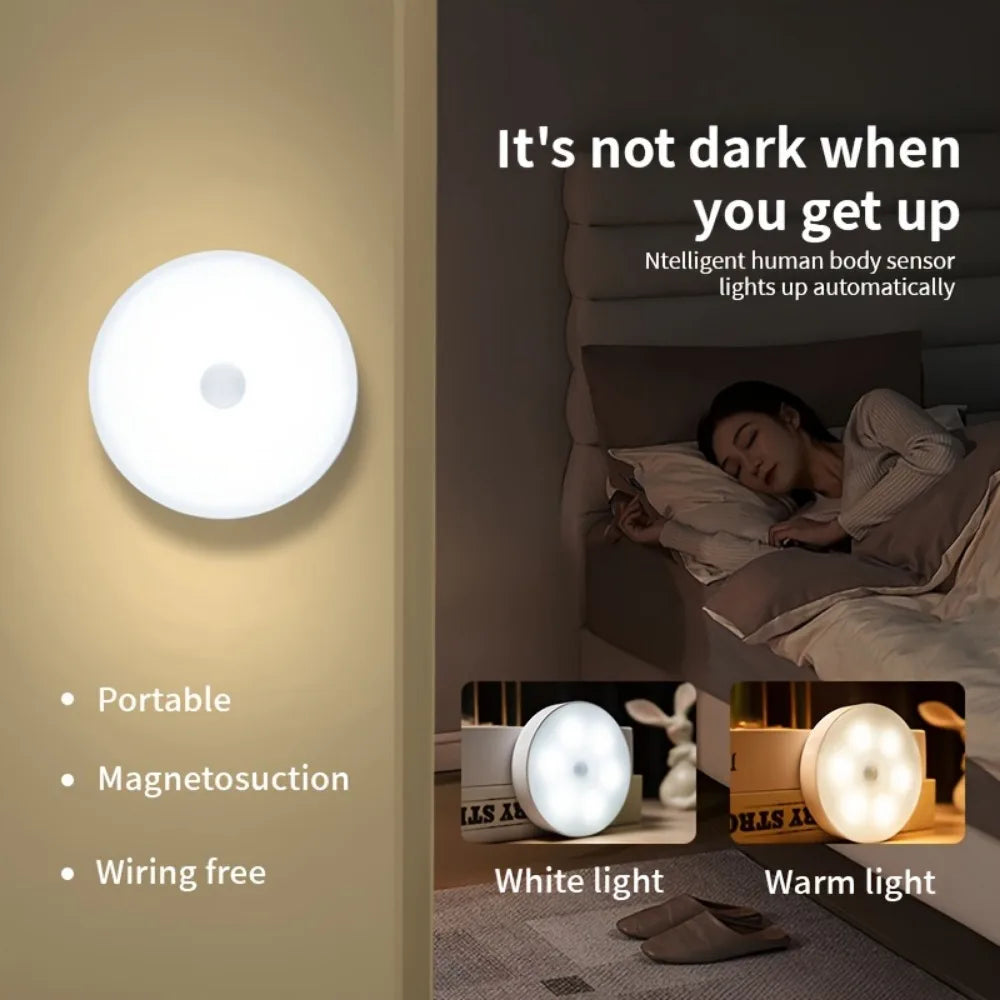 3-Pack Motion Sensor LED Lights - Adjustable Brightness, USB Rechargeable, Perfect for Kitchens & Night Use, Available in Two Colours